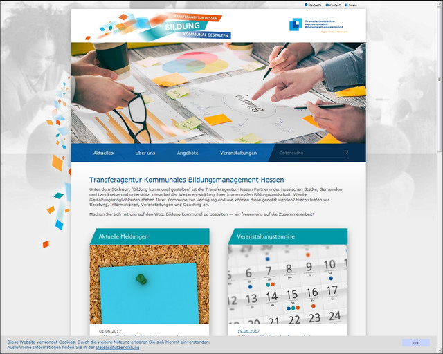 Startseite der neuen Website der Transferagentur Hessen