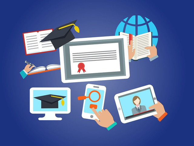 Graphische Darstellung von digitalen und analogen Lehr- und Lernmedien, wie z.B. PC, Laptop, Smartphone, I-Pad, Bücher, Schreibhefte etc.