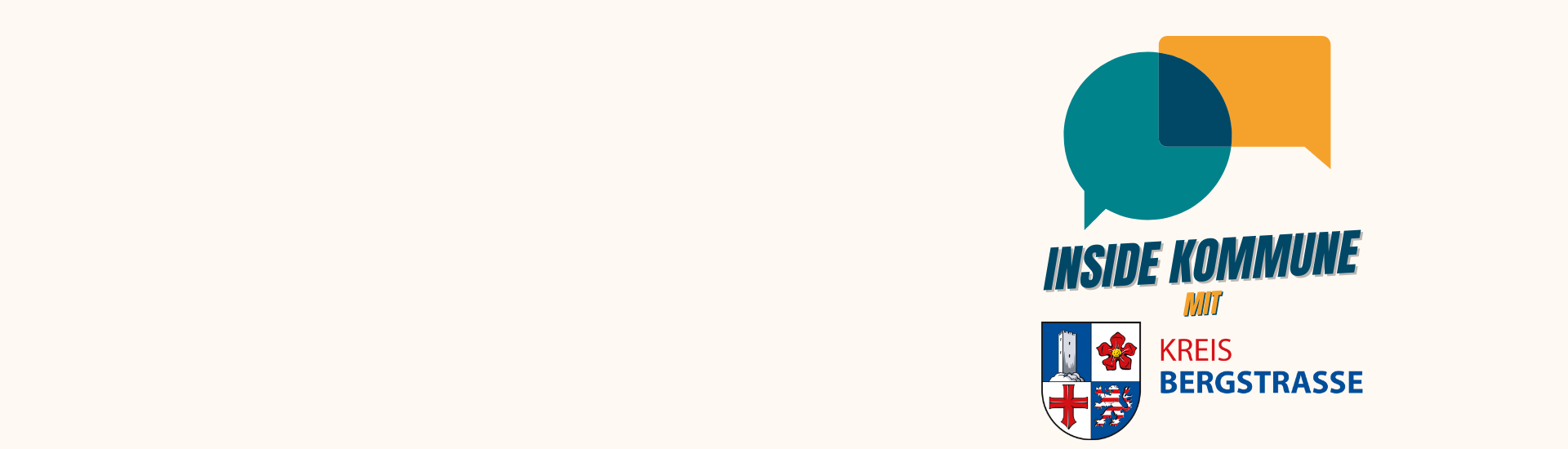 Zwei Dialogblasen, das Logo des Kreises Bergstraße und die Unterschrift "Inside Kommune"